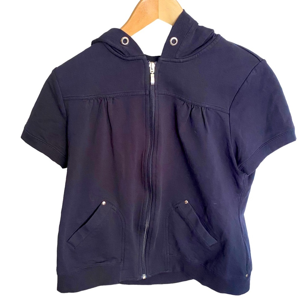 Charter Club Size Large Navy Zip Up Top With Hood